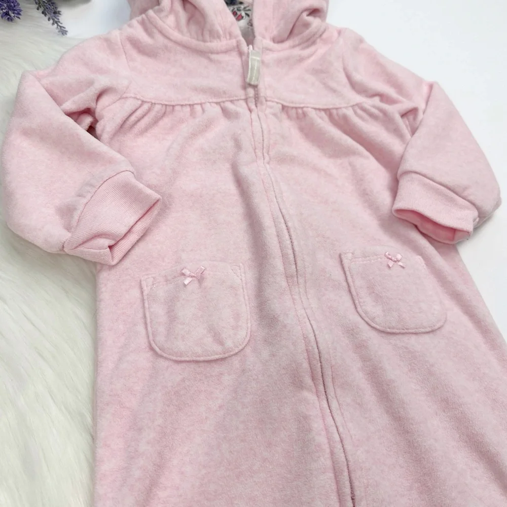 Carter's Girls Bear Fleece Hooded One Piece Coverall Jumpsuit Pink